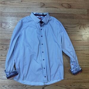 Au Noir Men’s Button-Down Patterned Shirt Flip Cuffs - Size XL